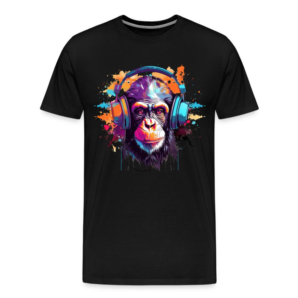 DJ Monkey Affe T-Shirt Männer Premium T-Shirt - Schwarz