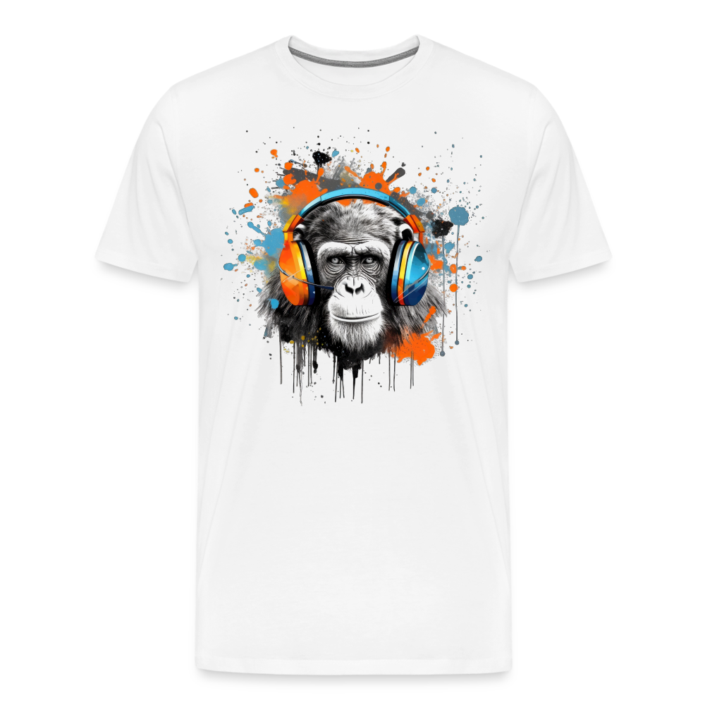 DJ Monkey Affe T-Shirt Männer Premium T-Shirt - Weiß