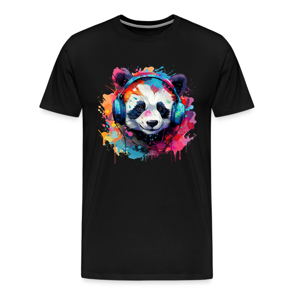 Panda Kopfhörer Safari Zoo Männer Premium T-Shirt - Schwarz