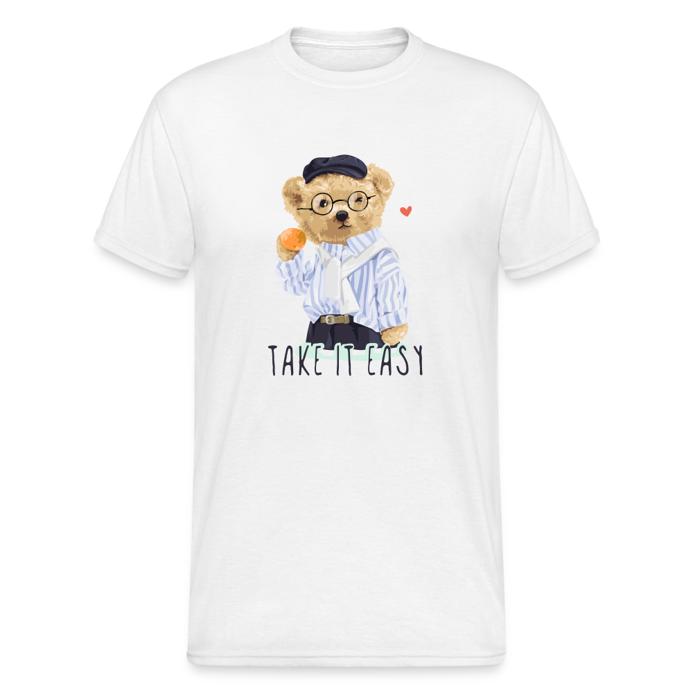 Teddybär Bear Take it easy Streetwear Spruch T-Shirt Herren - Weiß