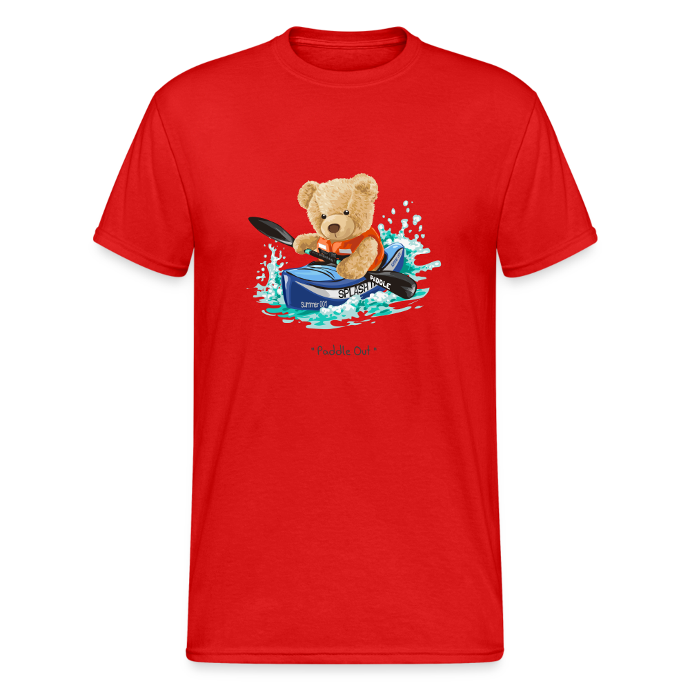 Teddybär Bear Paddle Out Streetwear Spruch T-Shirt Herren - Rot