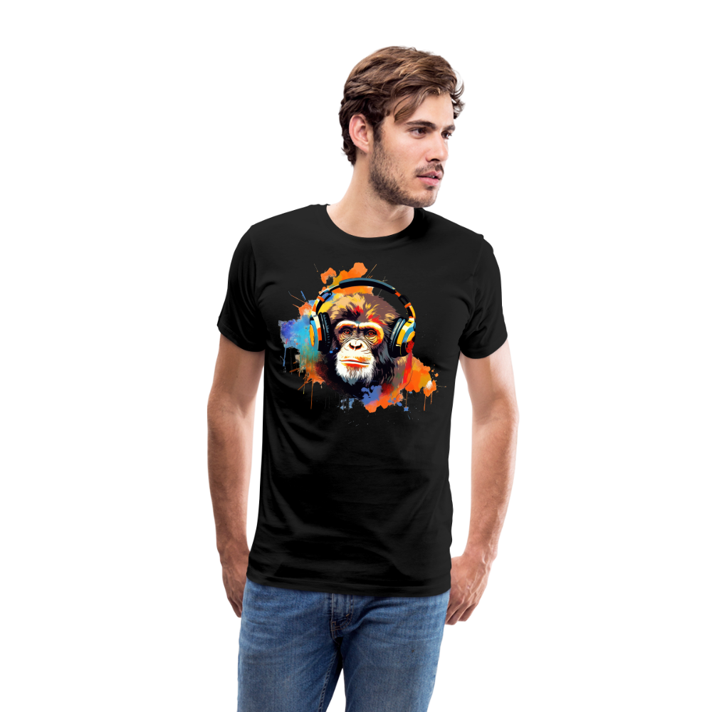 DJ Monkey Affe T-Shirt Männer Premium T-Shirt - Schwarz