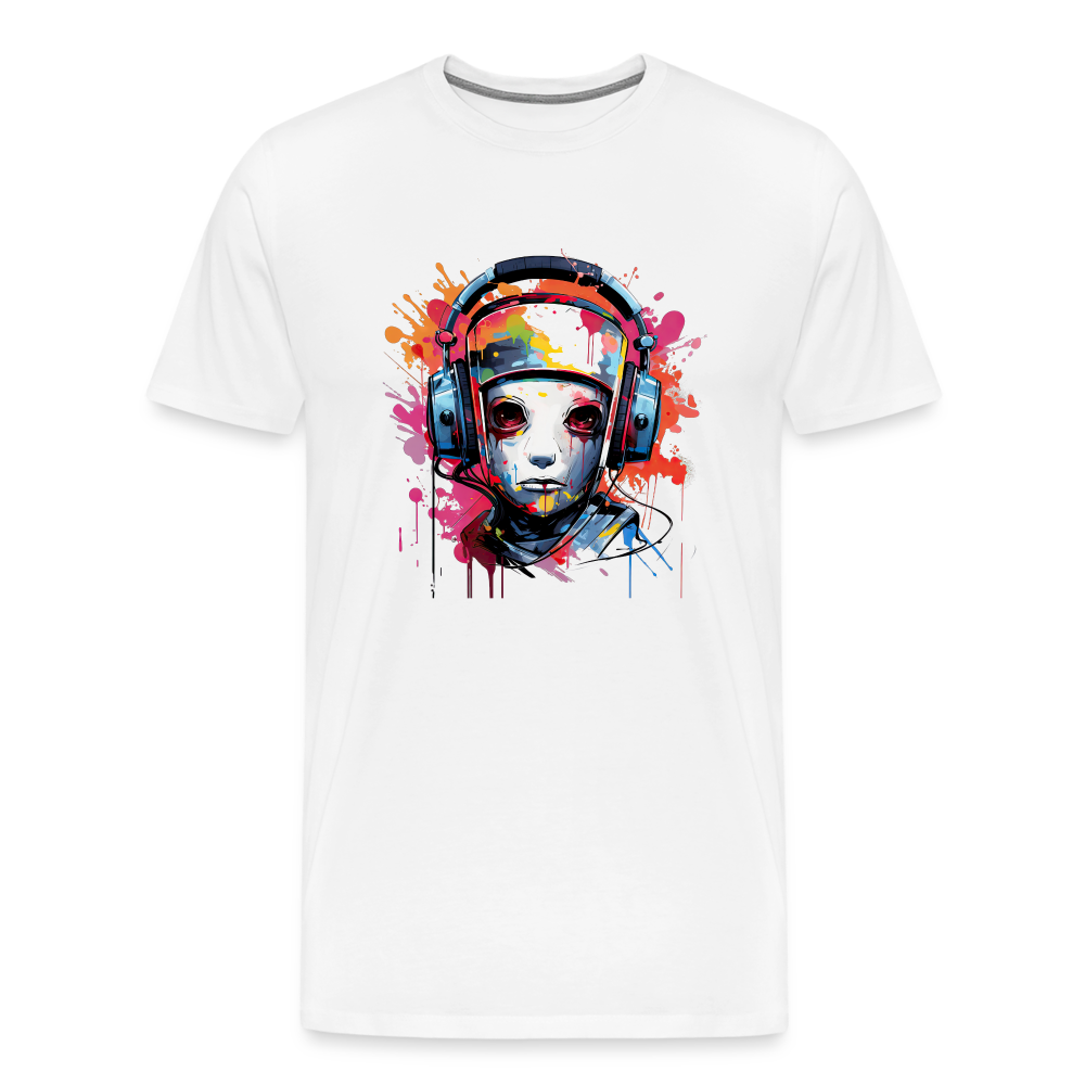 Roboter Kopfhörer Männer Premium T-Shirt - Weiß