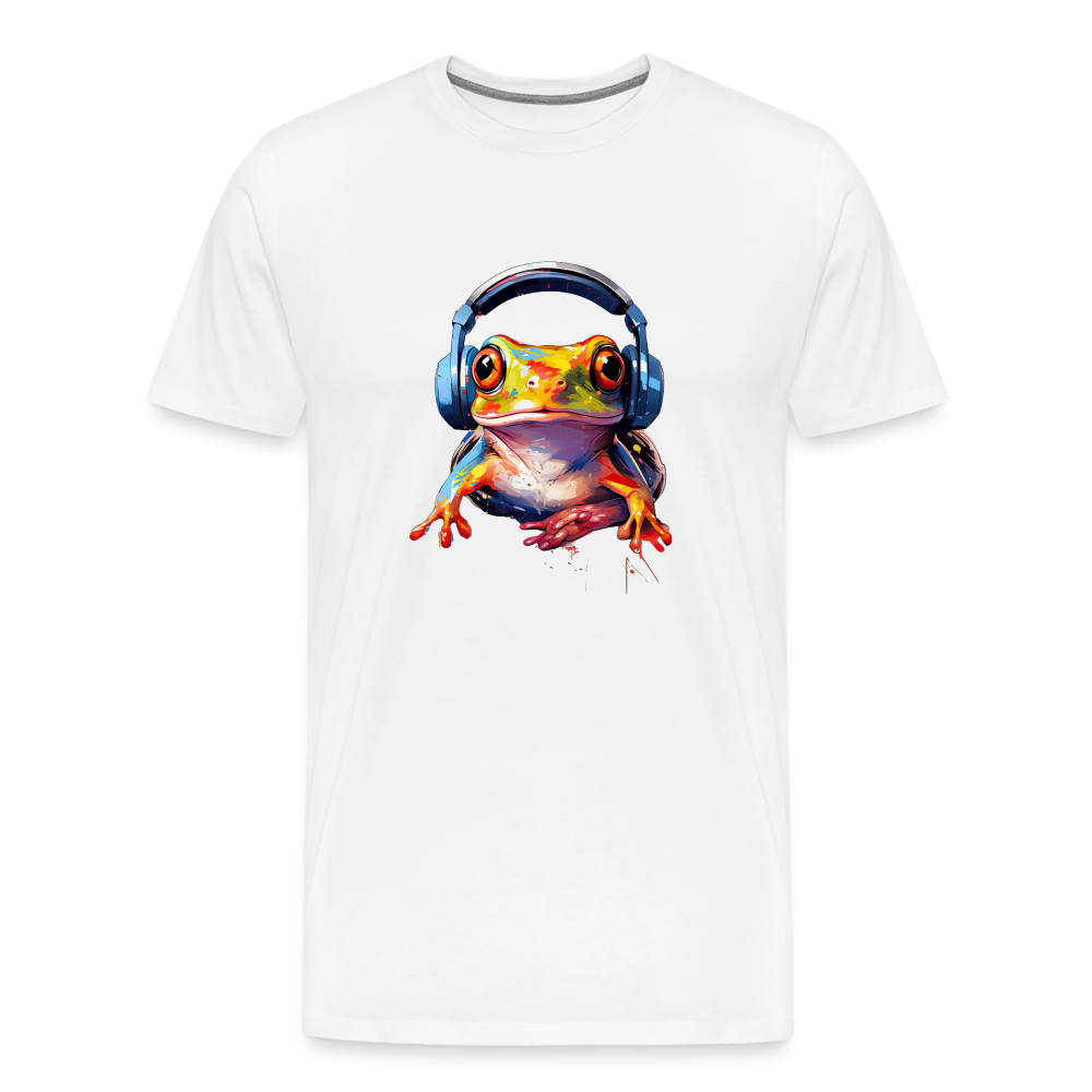Frosch Kopfhörer Safari Zoo Männer Premium T-Shirt - Weiß