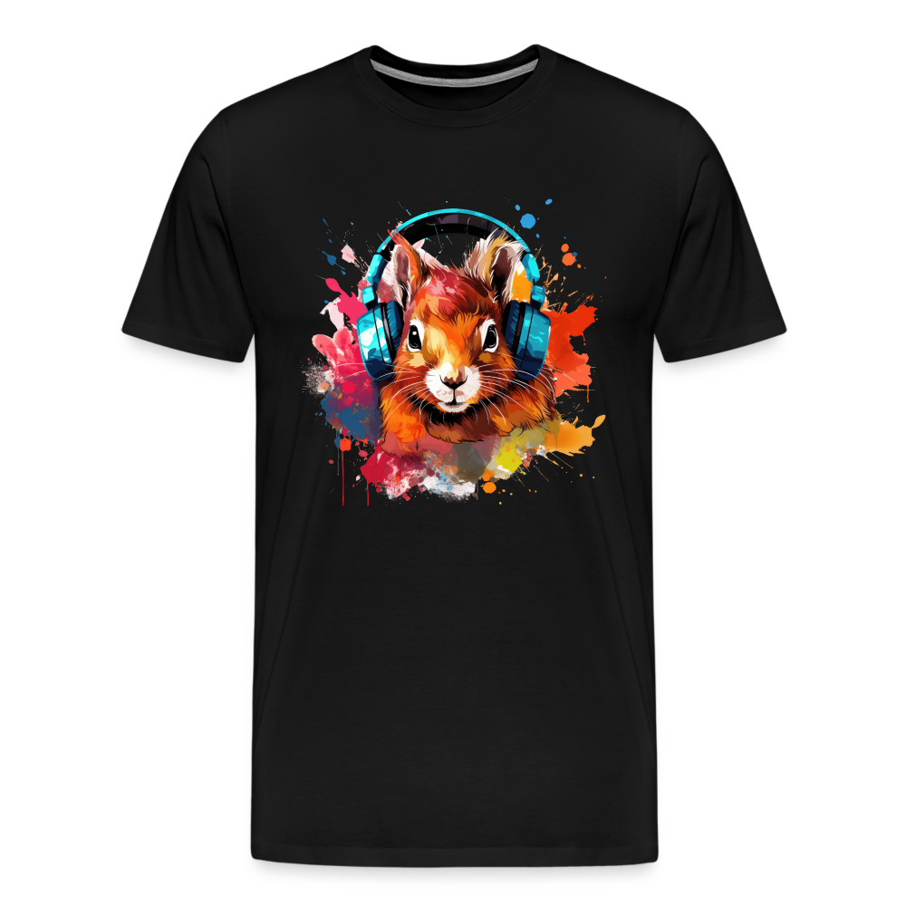 Eichhörnchen Kopfhörer Safari Zoo Männer Premium T-Shirt - Schwarz