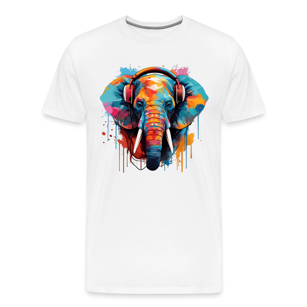 Elefant Kopfhörer Safari Zoo Männer Premium T-Shirt - Weiß