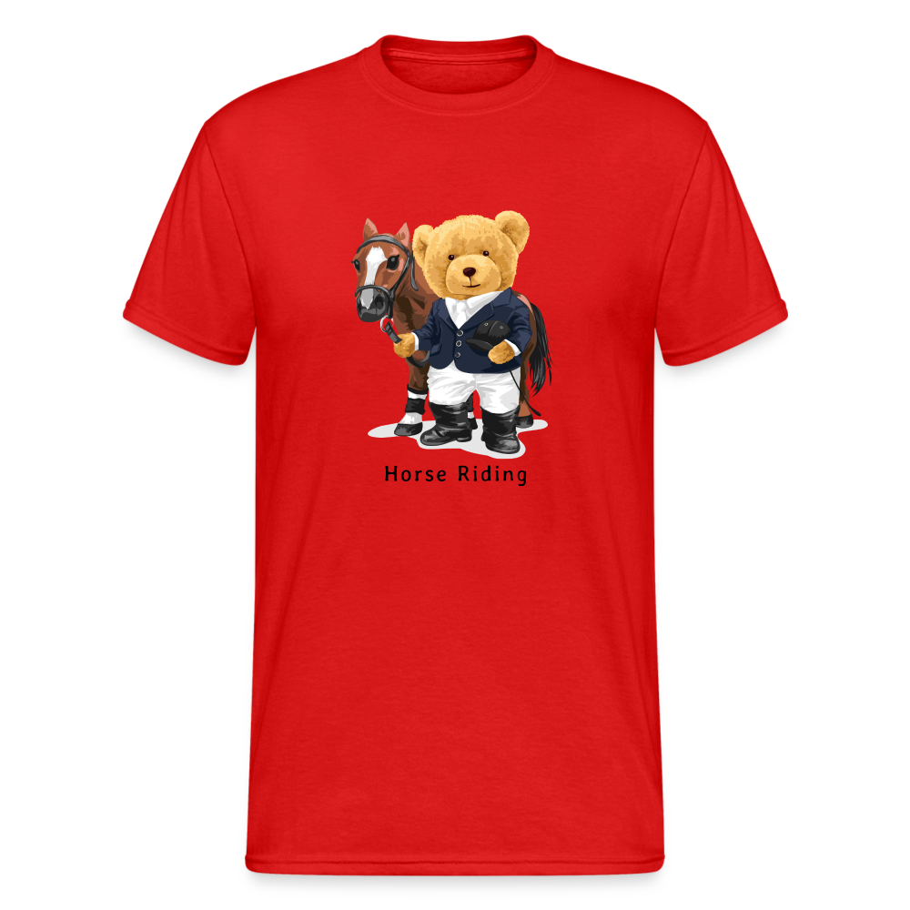 Teddybär Bear Horse Riding Streetwear Spruch T-Shirt Herren - Rot