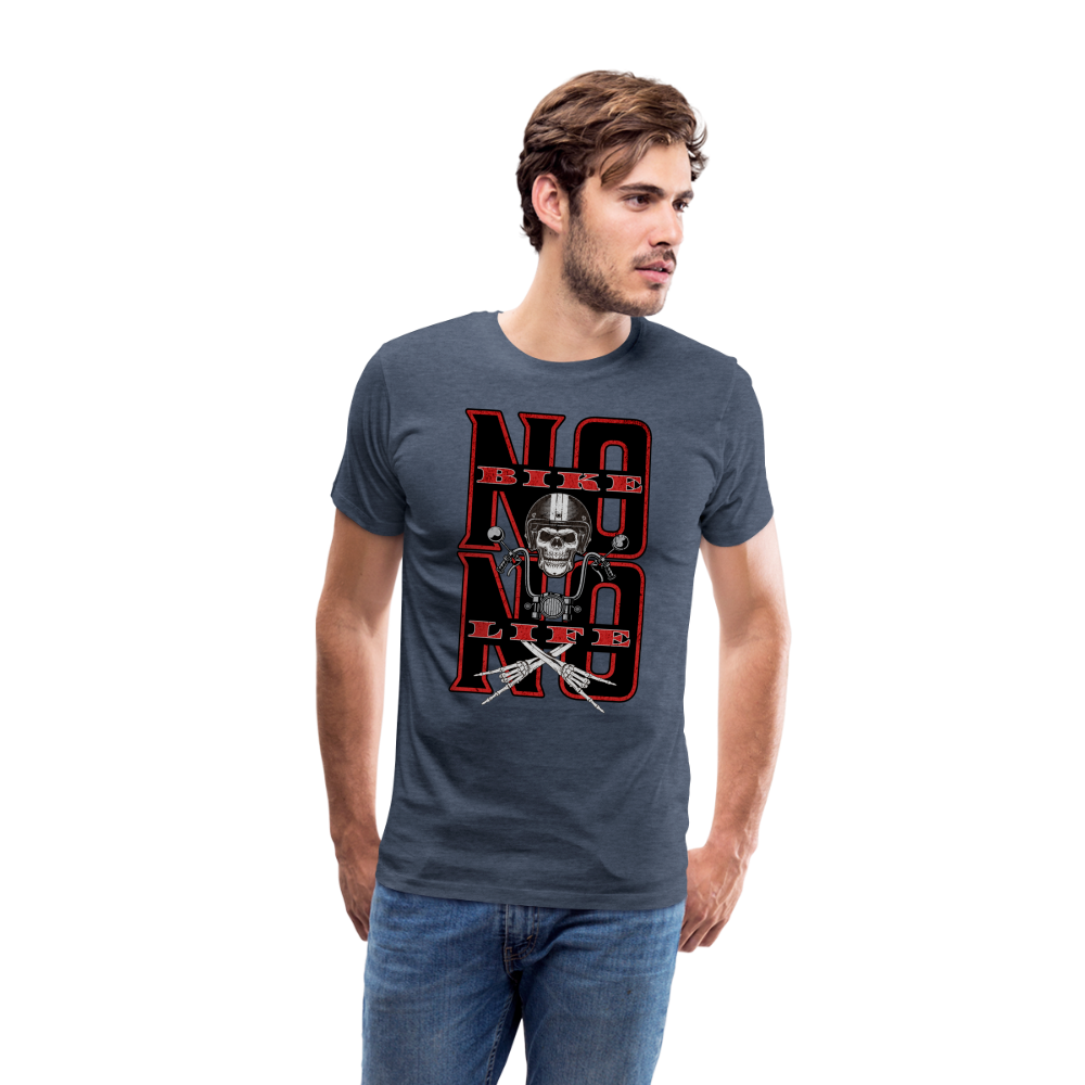 No Bike No Life Premium T-Shirt Herren - Blau meliert