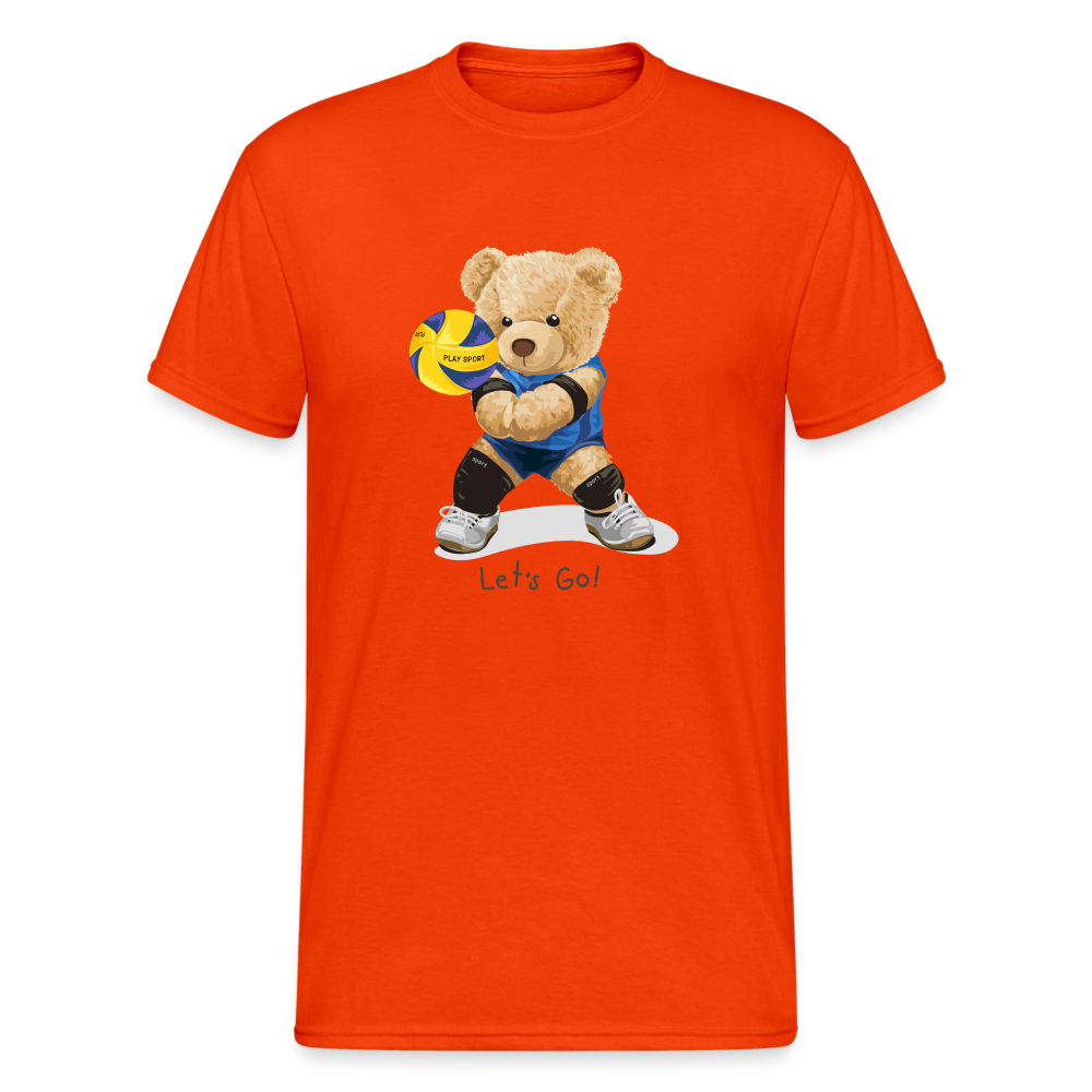 Teddybär Bear Let´s Go Streetwear Spruch T-Shirt Herren - kräftig Orange