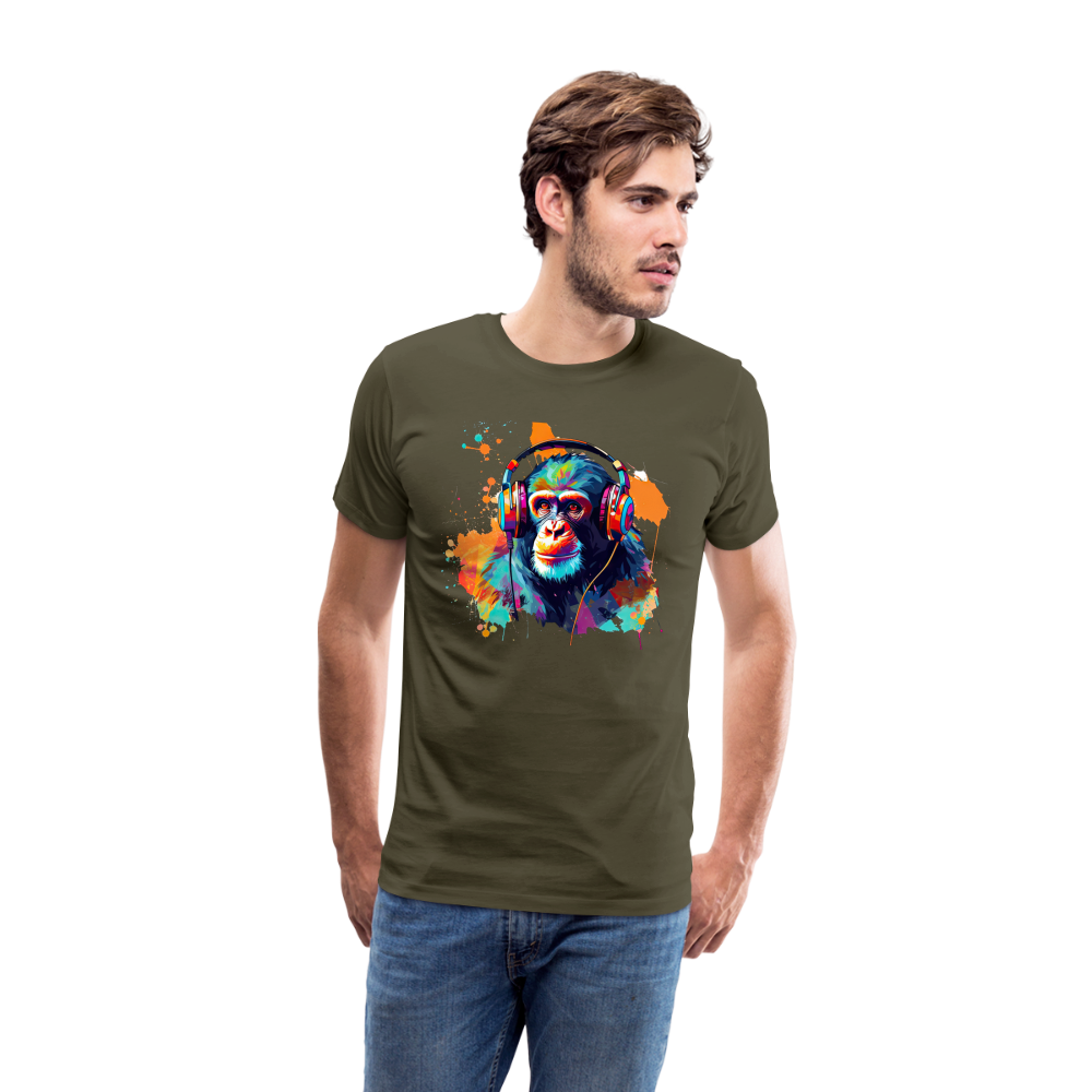 DJ Monkey Affe T-Shirt Männer Premium T-Shirt - Khaki