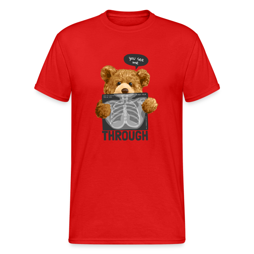 Teddybär Bear Through Streetwear Spruch T-Shirt Herren - Rot