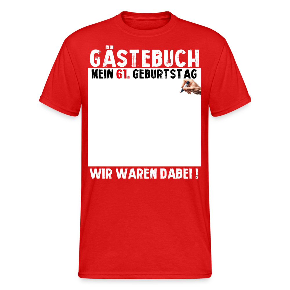 61. Geburtstag Gästebuch T-Shirt Lustig Geschenk T-Shirt - Rot