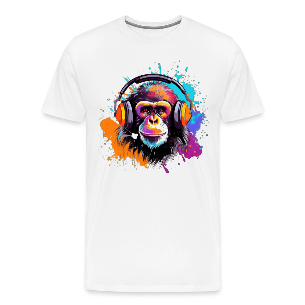 DJ Monkey Affe T-Shirt Männer Premium T-Shirt - Weiß