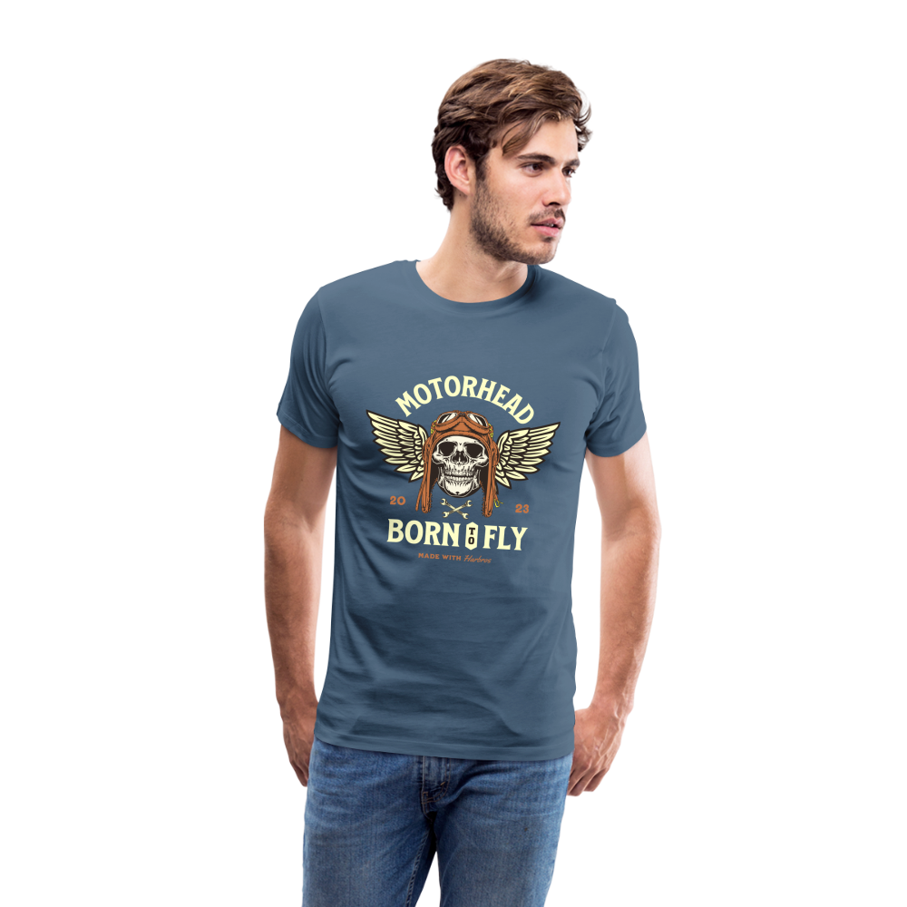 Motorhead Born To Fly  Premium T-Shirt Herren - Blaugrau