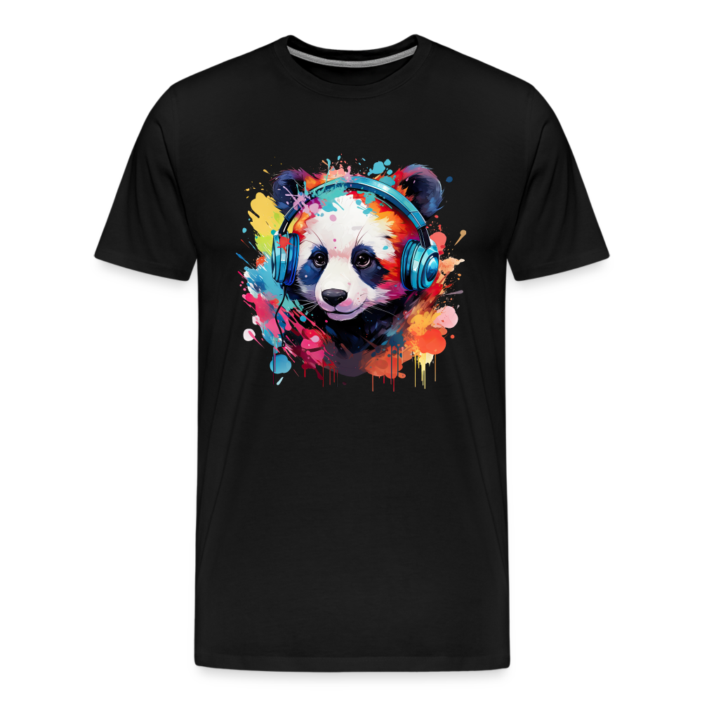 Panda Kopfhörer Safari Zoo Männer Premium T-Shirt - Schwarz