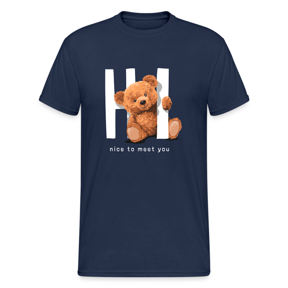 Teddybär Bear Hi Streetwear Spruch T-Shirt Herren - Navy