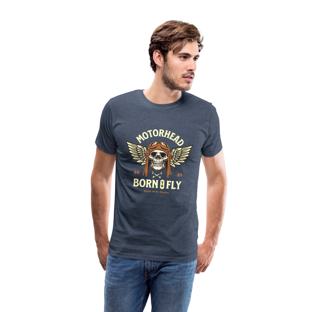 Motorhead Born To Fly  Premium T-Shirt Herren - Blau meliert