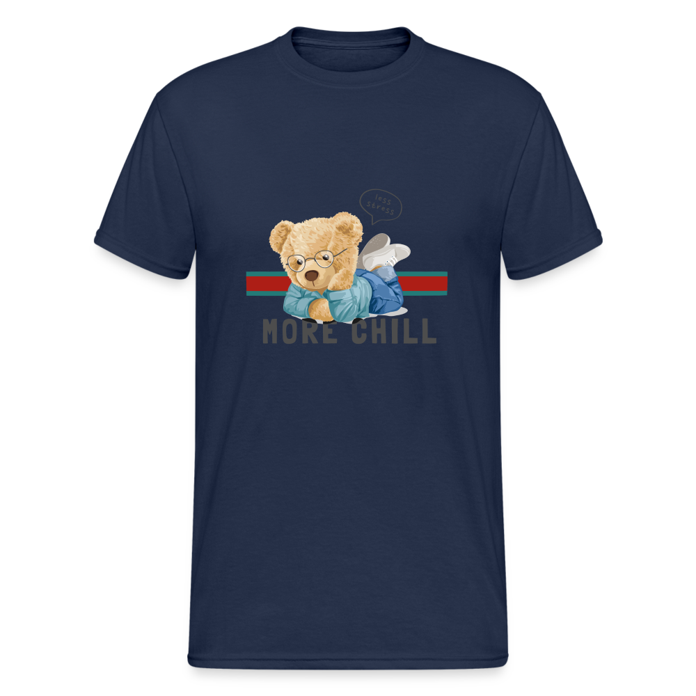 Teddybär Bear More Chill Streetwear Spruch T-Shirt Herren - Navy