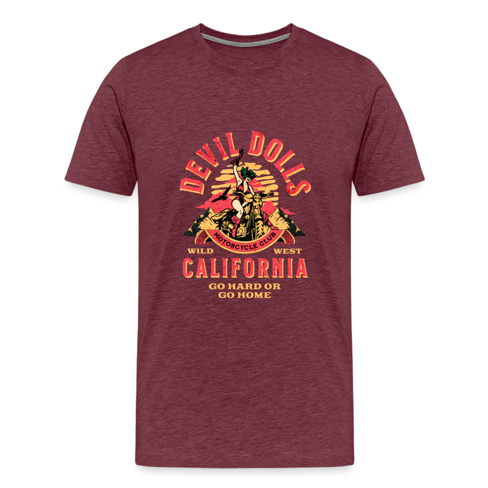 Devil Dolls California Premium T-Shirt Herren - Bordeauxrot meliert