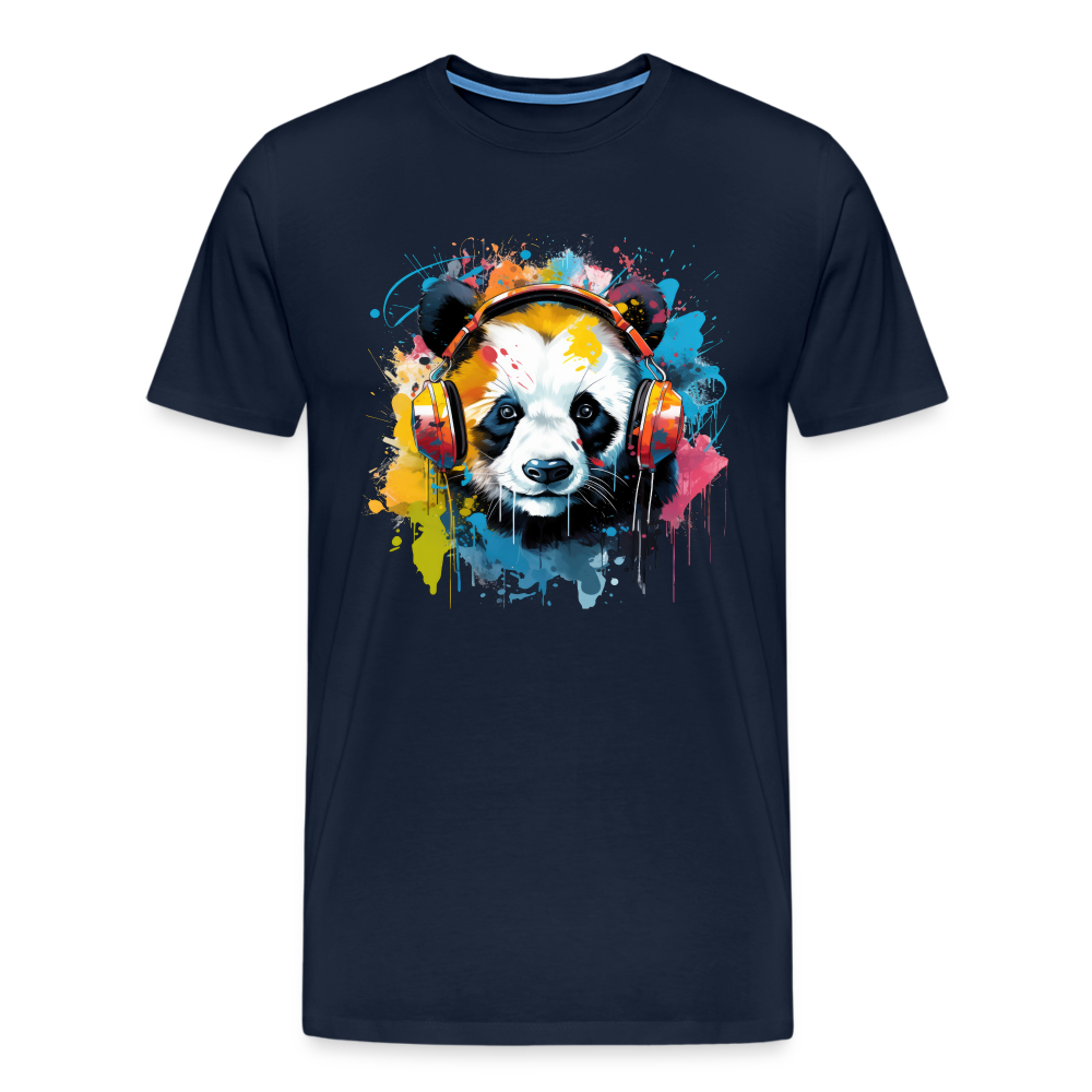 Panda Kopfhörer Safari Zoo Männer Premium T-Shirt - Navy