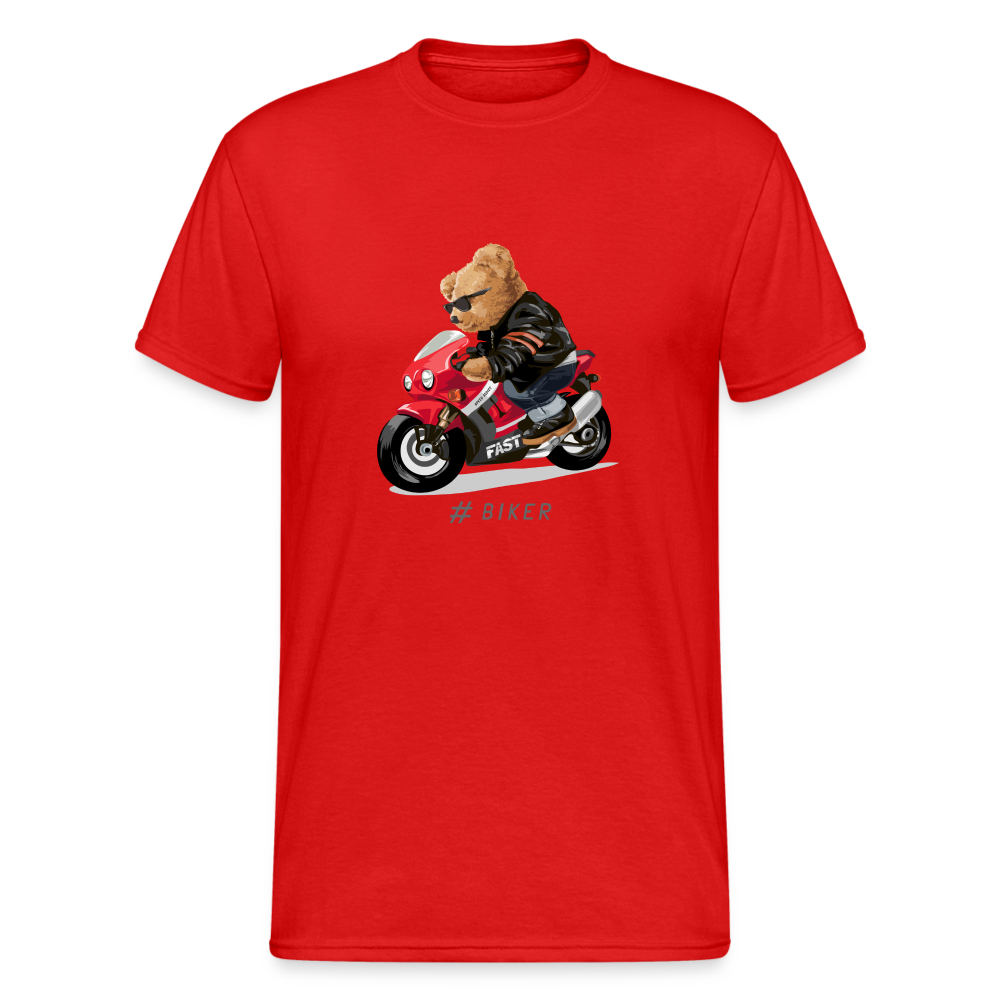 Teddybär Bear Biker Streetwear Spruch T-Shirt Herren - Rot