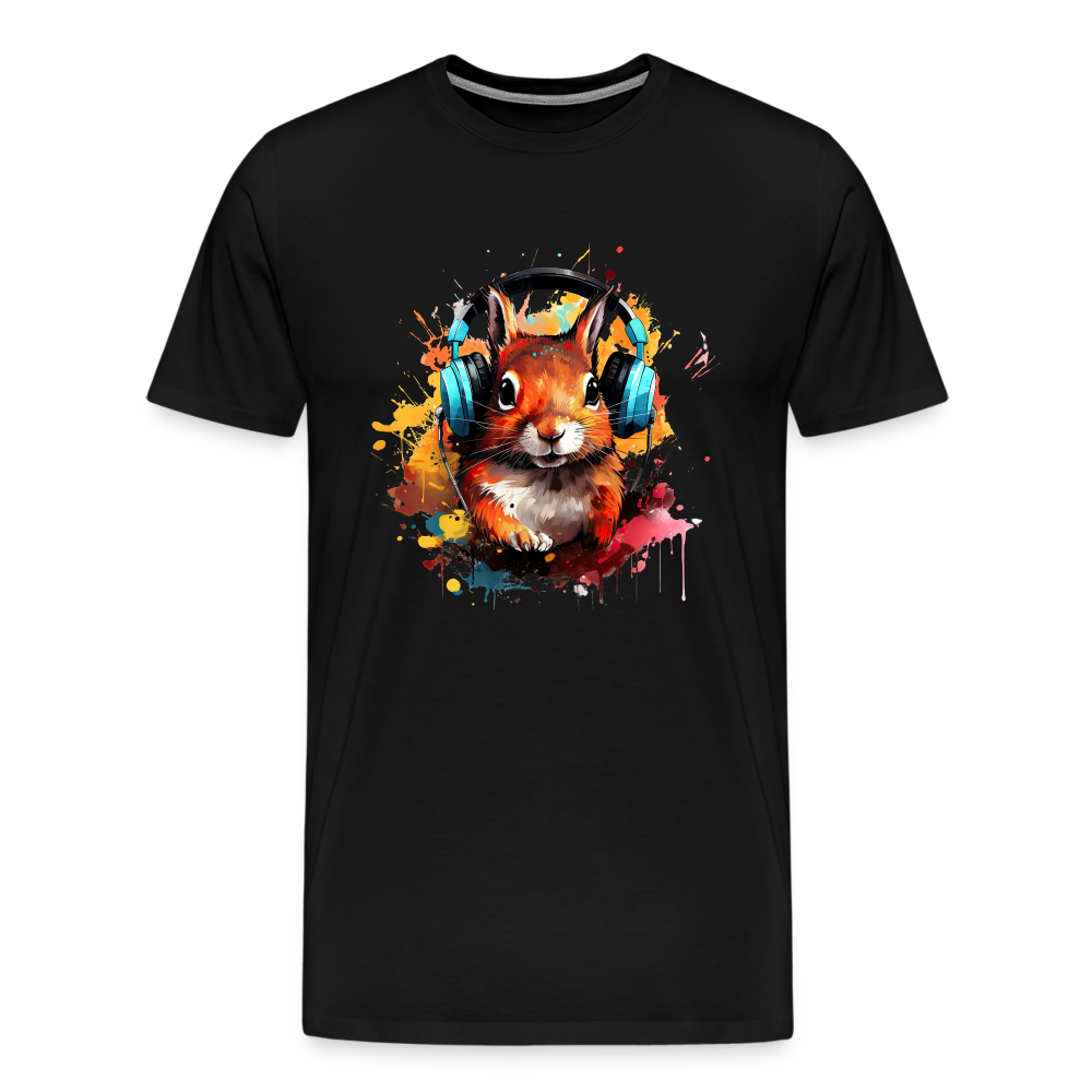 Eichhörnchen Kopfhörer Safari Zoo Männer Premium T-Shirt - Schwarz