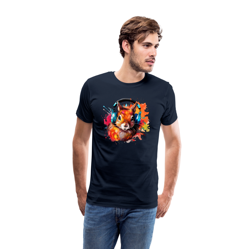 Eichhörnchen Kopfhörer Safari Zoo Männer Premium T-Shirt - Navy