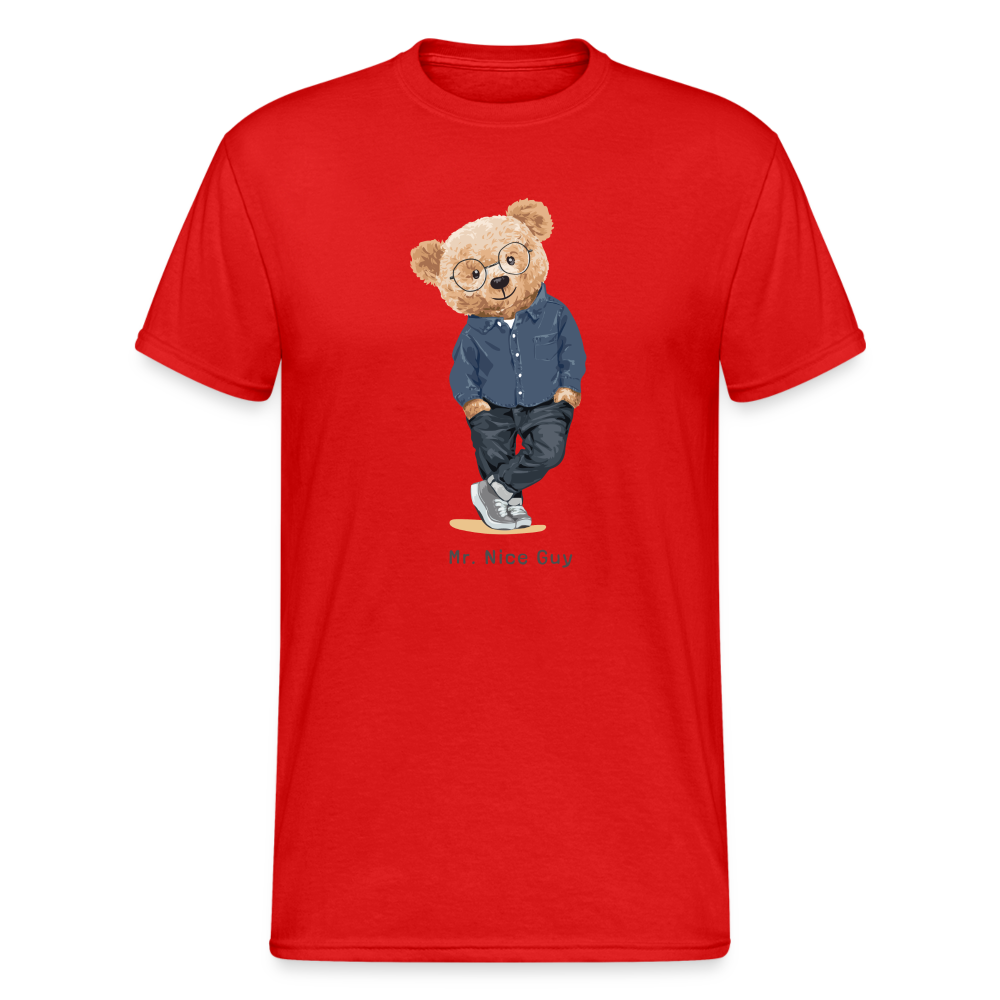 Teddybär Bear Mr nice Guy Streetwear Spruch T-Shirt Herren - Rot