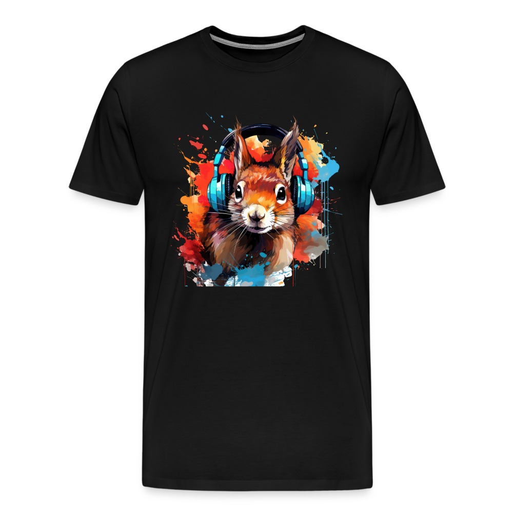 Eichhörnchen Kopfhörer Safari Zoo Männer Premium T-Shirt - Schwarz
