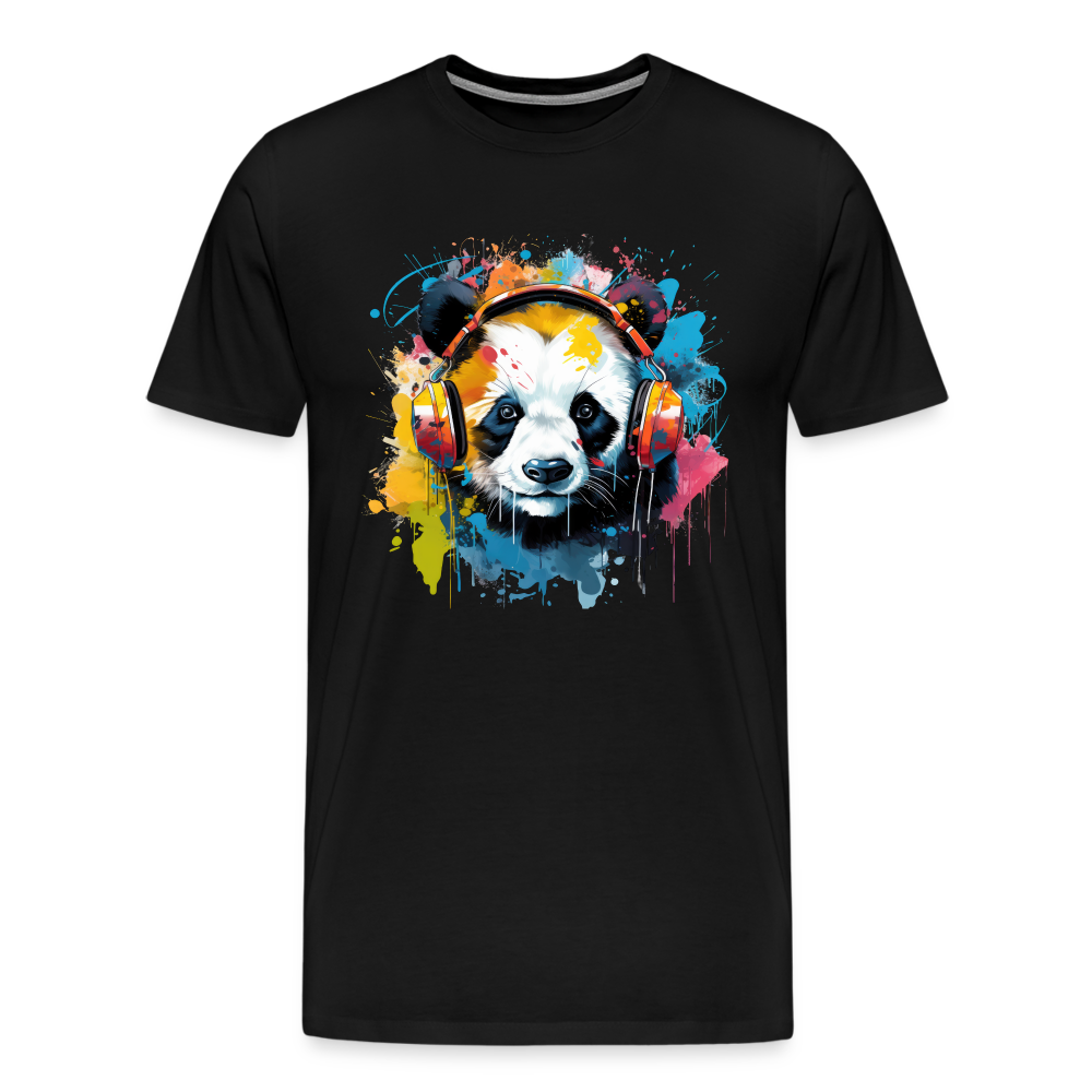 Panda Kopfhörer Safari Zoo Männer Premium T-Shirt - Schwarz