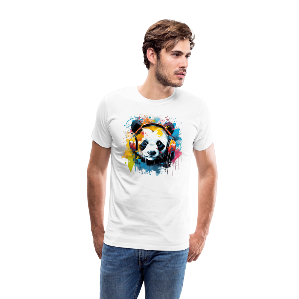 Panda Kopfhörer Safari Zoo Männer Premium T-Shirt - Weiß