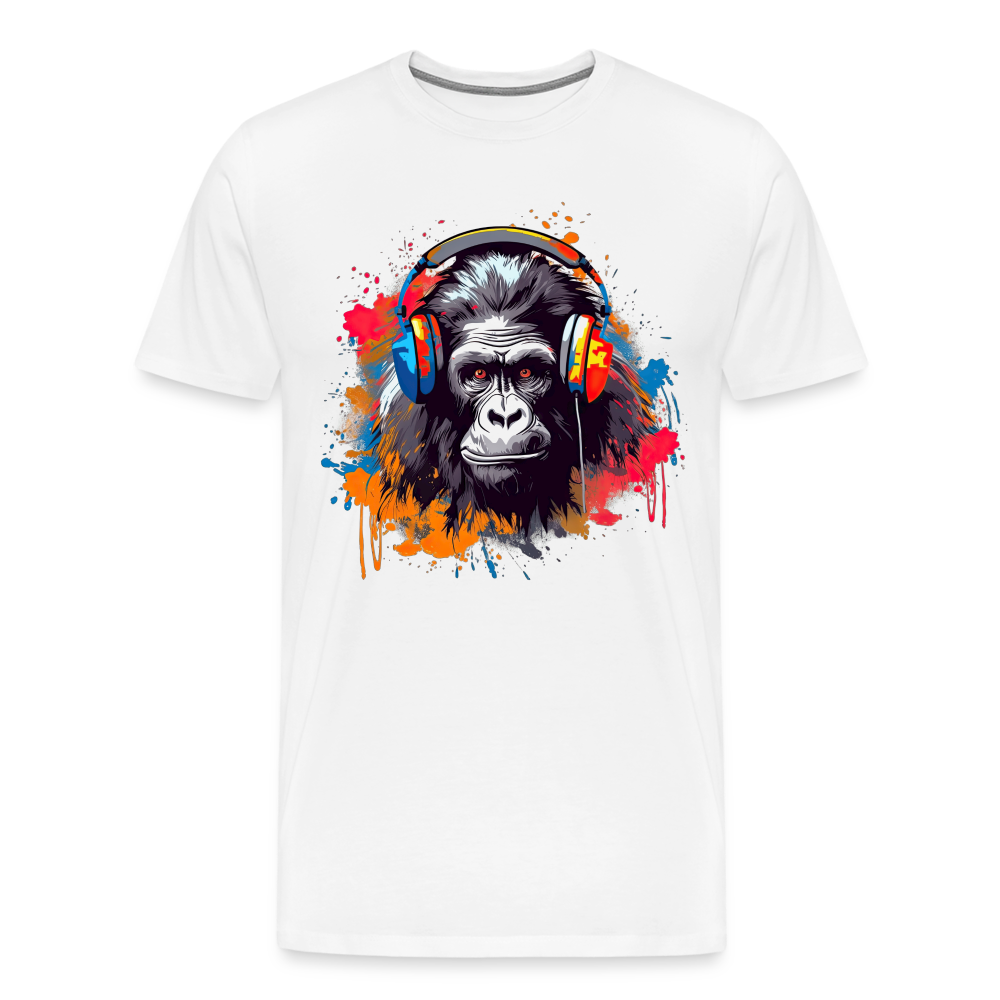 DJ Monkey Affe T-Shirt Männer Premium T-Shirt - Weiß
