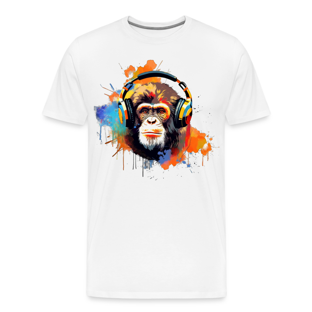 DJ Monkey Affe T-Shirt Männer Premium T-Shirt - Weiß