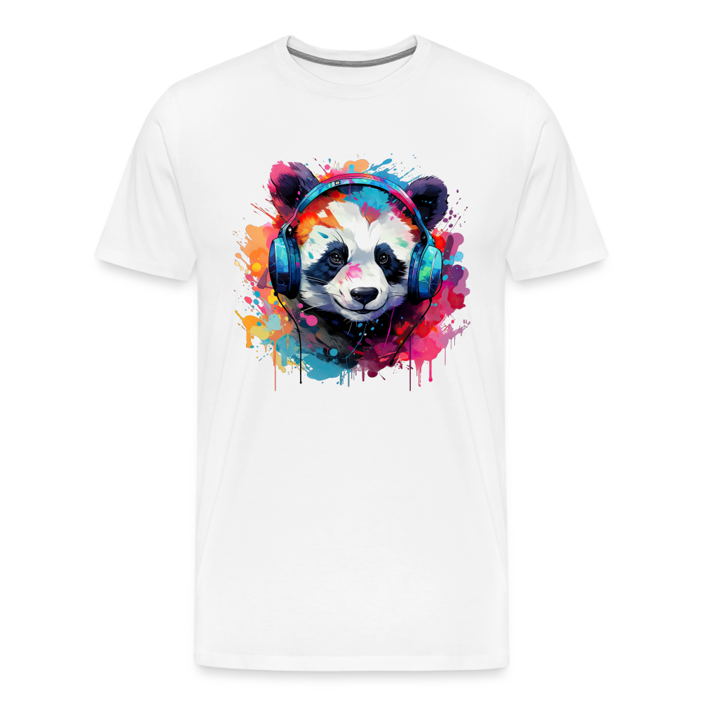 Panda Kopfhörer Safari Zoo Männer Premium T-Shirt - Weiß