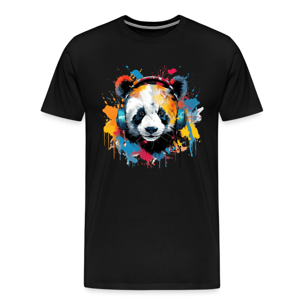 Panda Kopfhörer Safari Zoo Männer Premium T-Shirt - Schwarz