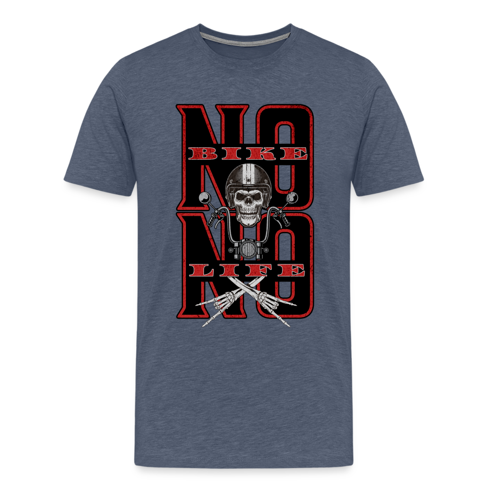No Bike No Life Premium T-Shirt Herren - Blau meliert