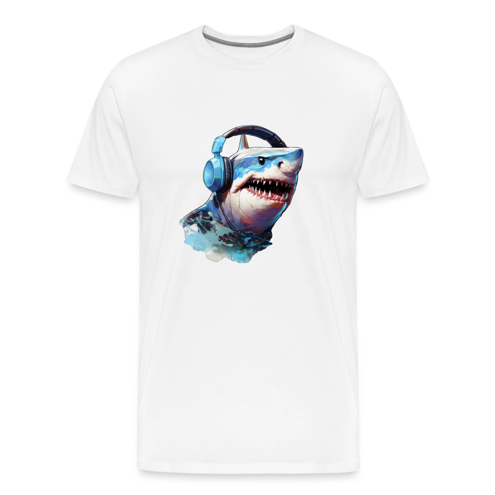 Hai Kopfhörer Safari Zoo Männer Premium T-Shirt - Weiß