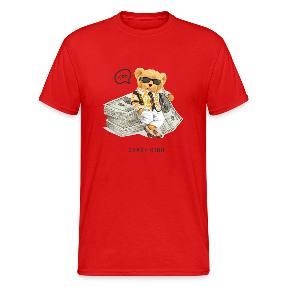 Teddybär Bear Crazy Rich Streetwear Spruch T-Shirt Herren - Rot