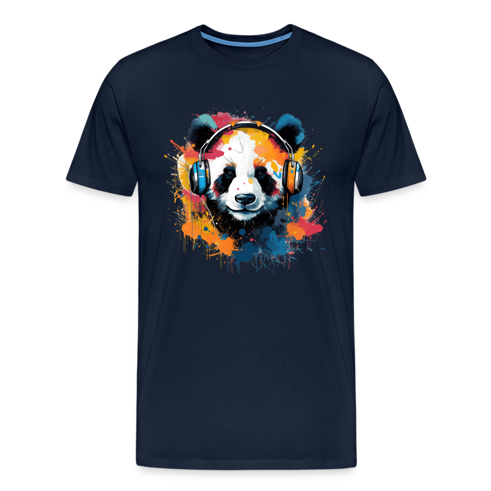 Panda Kopfhörer Safari Zoo Männer Premium T-Shirt - Navy