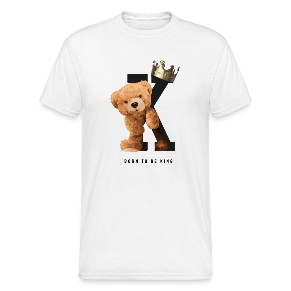 Teddybär Bear born to be King Streetwear Spruch T-Shirt Herren - Weiß