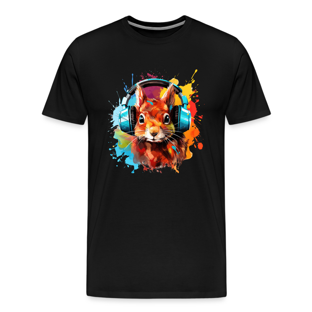Eichhörnchen Kopfhörer Safari Zoo Männer Premium T-Shirt - Schwarz