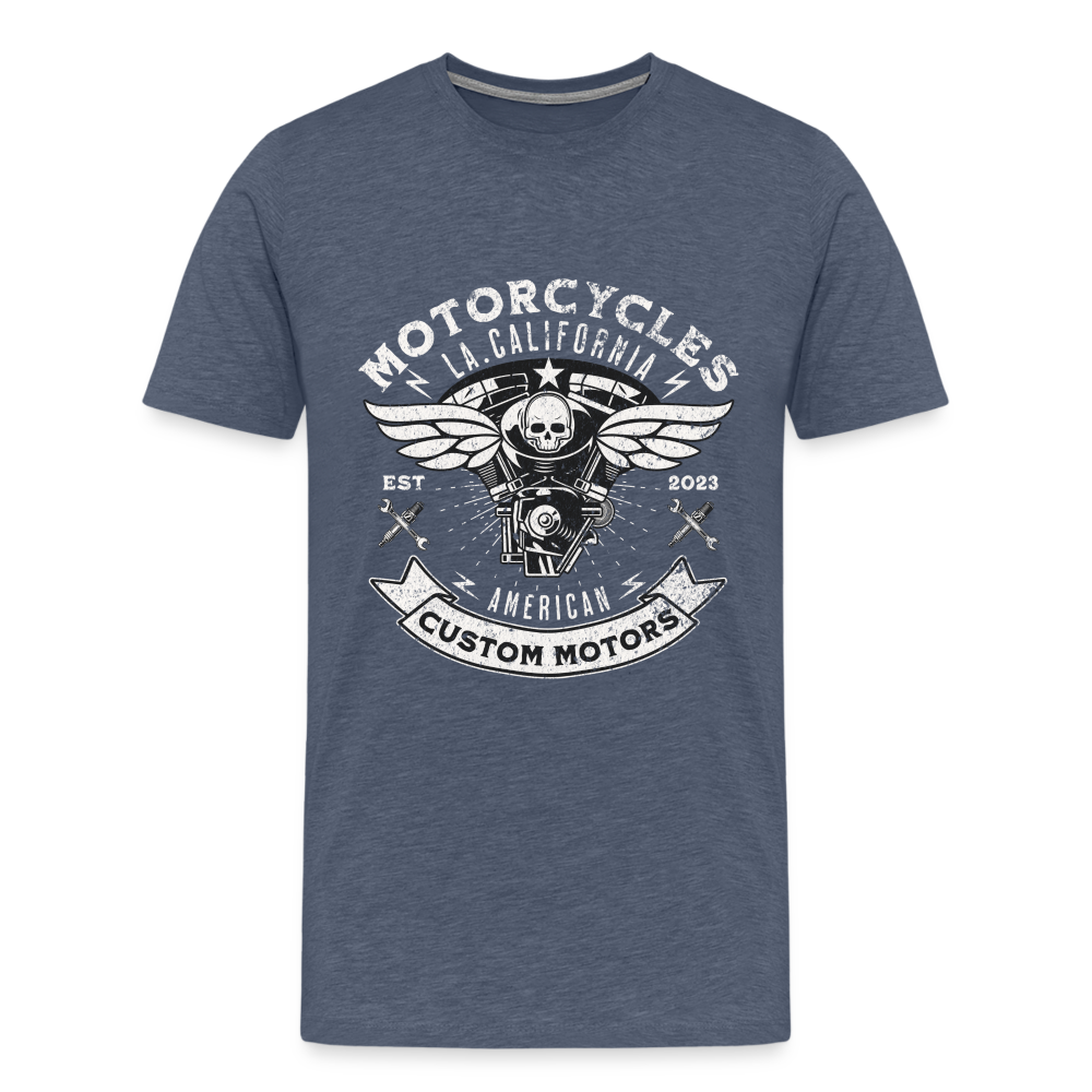 Motorcycles Custom Motors Premium T-Shirt Herren - Blau meliert