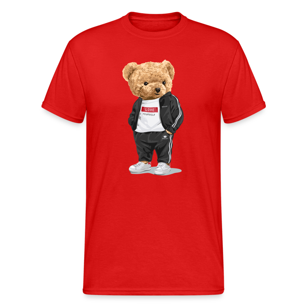 Teddybär Bear Love yourself Streetwear Spruch T-Shirt Herren - Rot