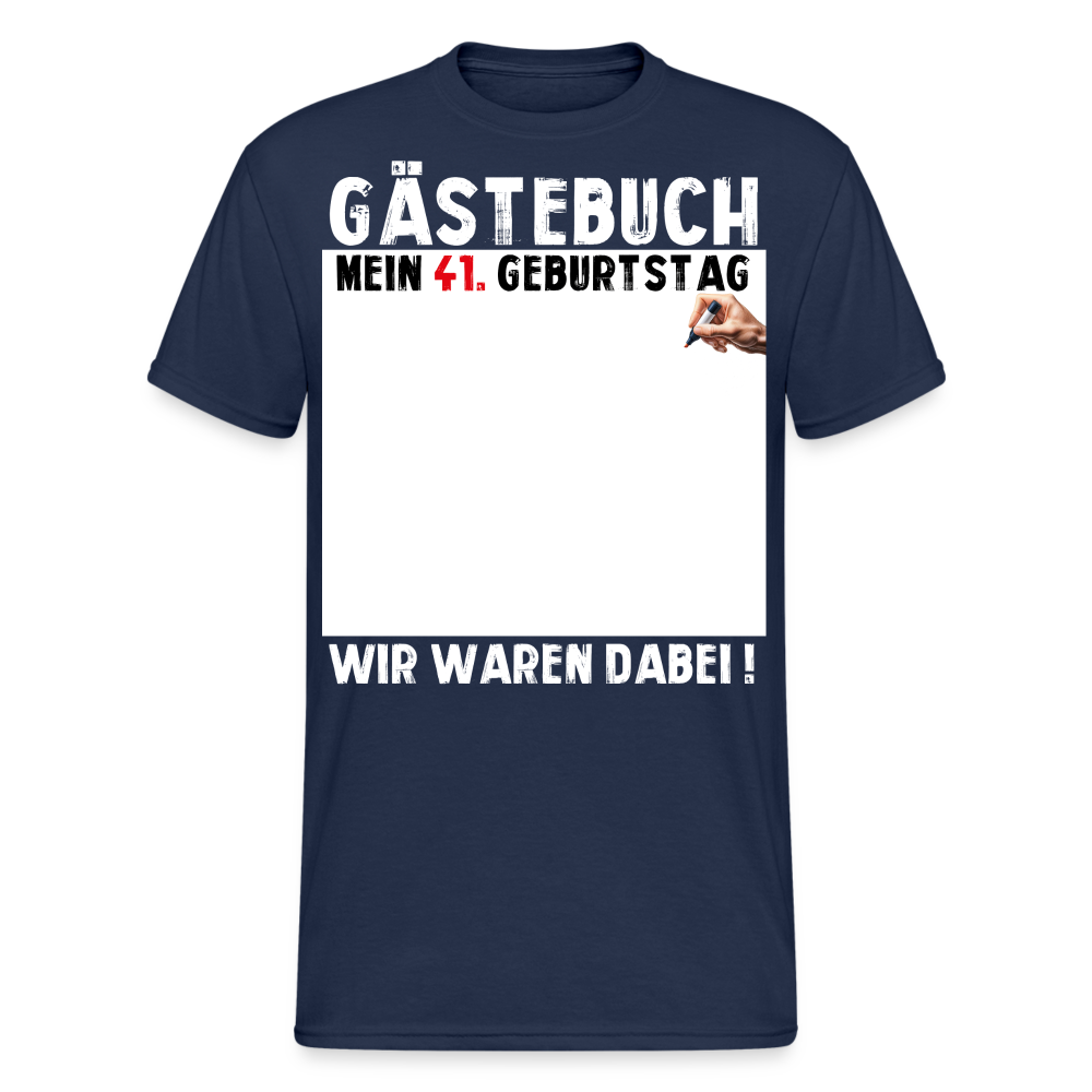 41. Geburtstag Gästebuch T-Shirt Lustig Geschenk T-Shirt - Navy