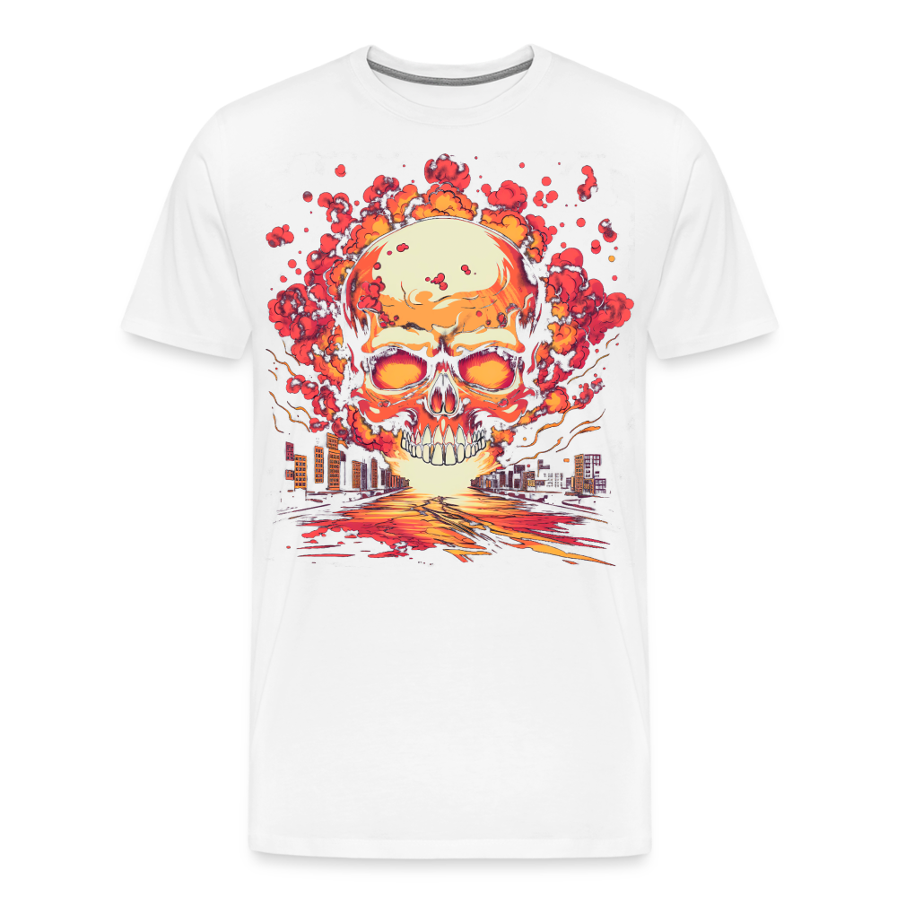 Explosion Skull Totenkopf Premium T-Shirt Herren - Weiß
