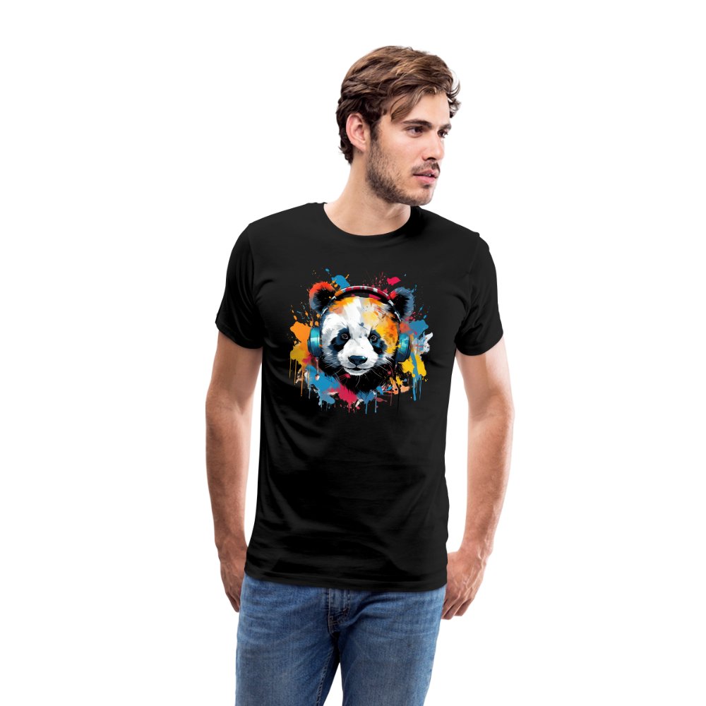 Panda Kopfhörer Safari Zoo Männer Premium T-Shirt - Schwarz