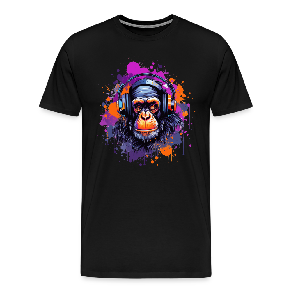 DJ Monkey Affe T-Shirt Männer Premium T-Shirt - Schwarz