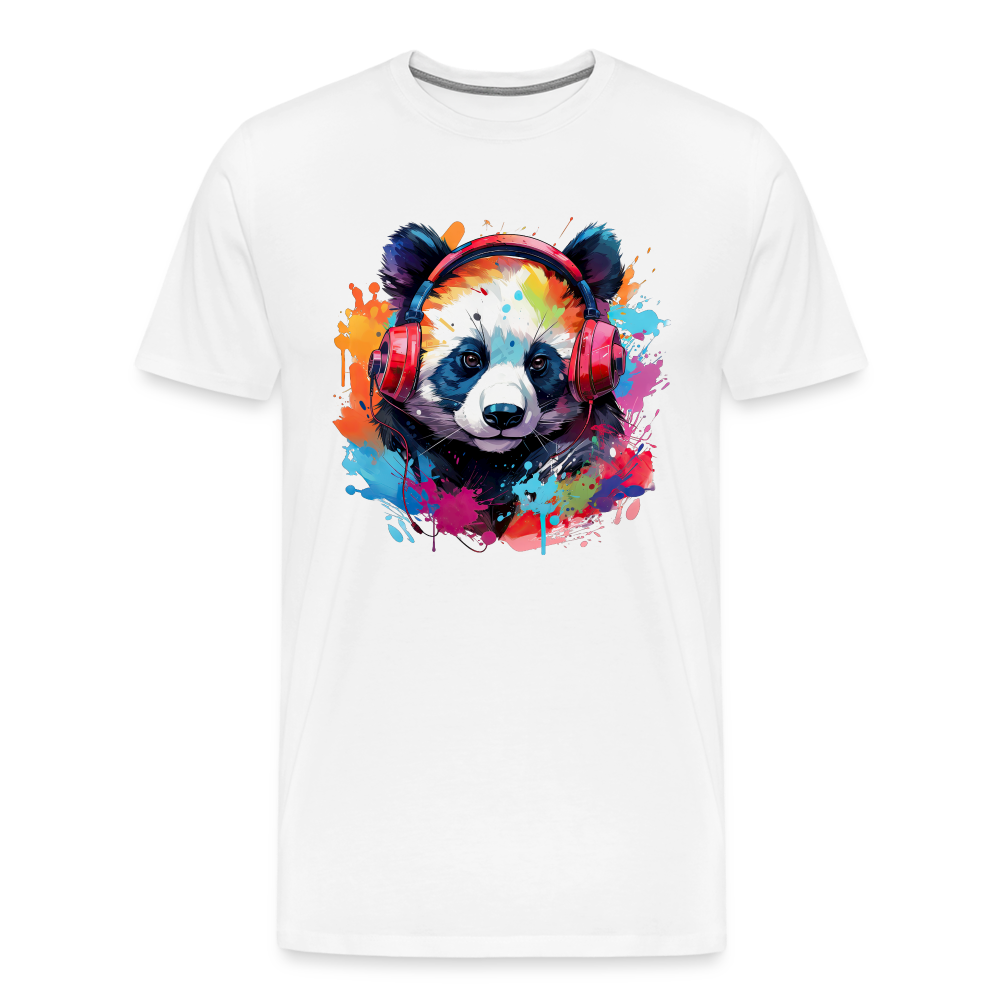 Panda Kopfhörer Safari Zoo Männer Premium T-Shirt - Weiß