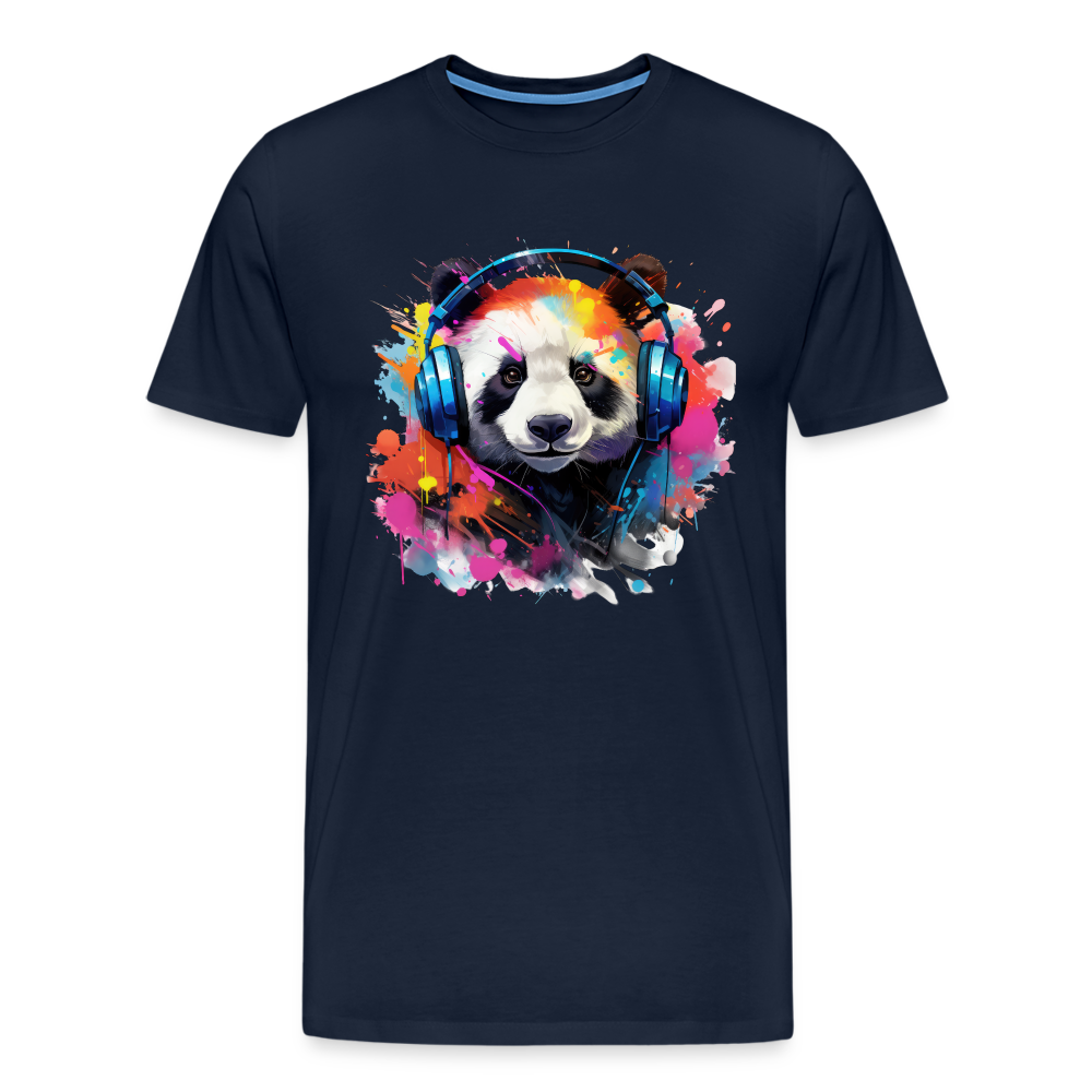 Panda Kopfhörer Safari Zoo Männer Premium T-Shirt - Navy