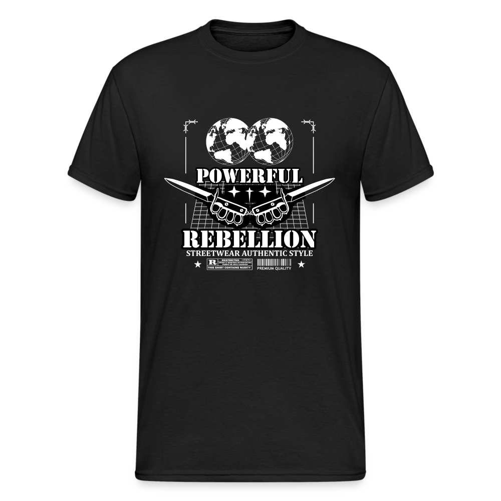 Urban Streetwear Powerful Rebellion T-Shirt Herren - Schwarz